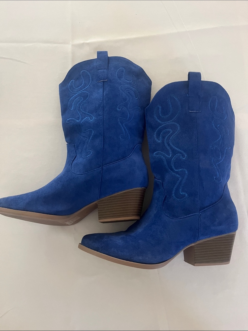 Women’s Royal Blue Suede Western Cowboy Boots - Picture 2 of 6
